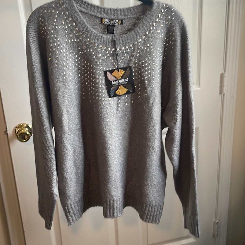 Large grey Madison knitted Sweater